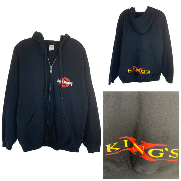 Vintage King's X Prog Metal Band Sz L 2006 Tour Black Full Zip Hoodie Jacket